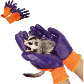 Sugar Glider Gloves Anti-Scratch Reptile Touch Handling with Coating Safety Gloves for Hedgehog Bearded Dragons Hamster Free Size Interactive Protection (Purple-Orange)
