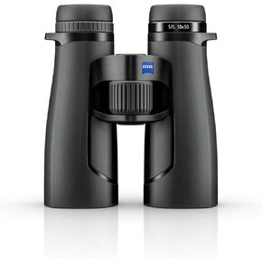 زيس مناظير اس اف ال 10×30 خفيفة الوزن وصغيرة الحجم ومقاومة للماء من الزجاج المطلي عالي الدقة لمشاهدة الطيور والصيد لمراقبة الحياة البرية والضوء المنخفض مع سمارت فوكس، اسود