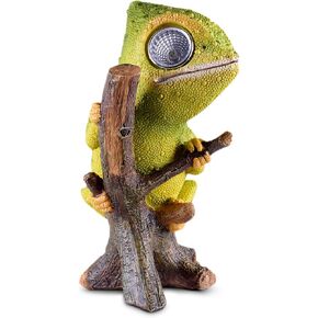 Chameleon Solar Garden Decorations Figurine | Outdoor LED Decor Figure | Light Up Decorative Statue Accents for Yard, Patio, Lawn, Balcony, or Deck | Great Housewarming Gift Idea (Green, 1 Pack)
