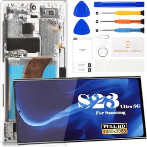 OLED for Samsung S23 Ultra LCD Digitizer Replacement for Samsung S23 Ultra 5g Display Screen for Samsung SM-S918 Touch Screen Repair Kits with Frame (with Fingerprint Function) (Lavender Purple)