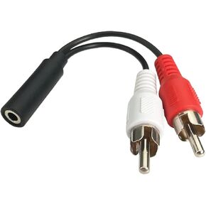 6Inch 3.5mm Stereo Male to 2 RCA Female Cable, (Red & White)