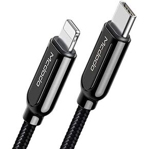 mcdodo [ Type C to Phone 14/13/12/11 Pro Max PD Fast Charge Cord Nylon Braided Sync Charge USB Data 6FT Cable Compatible New Phone List Below (Black, 6FT/1.8M)