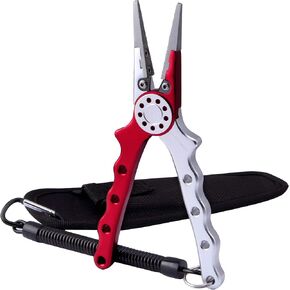 CRAZY SHARK Professional Saltwater/Fresh Water Aluminum Fishing Pliers Tungsten Carbide Cutters Hook Remover with Sheath and Lanyard