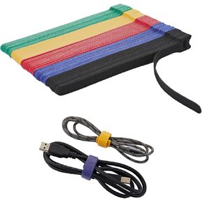 130PCS Cable Ties 8 Inch Multi-Colour Cable Ties Reusable Fastening Cable Ties Adjustable Hook & Loop Organizer Straps Cords Management for Home, Office and Data Centers