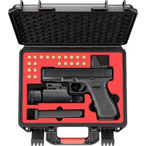 Kinghardcase Waterproof Tactical Gun Case - Shockproof, TSA Approved Hard Case with Foam for Glock G17/G19/G20/G21/G22/G23/G31/G32/G37/G38/G45. for Pistol, Tactical Light, and Pistol Sight Accessories