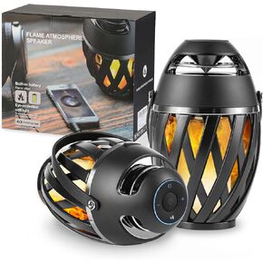 INSSISAIN Outdoor Bluetooth Speakers 2 Pack, Wireless Waterproof Speakers, Gifts for Women Men Mom Dad, Torch Ambient Light, LED Flame Speaker, Dual Pairing, Camping Patio Accessories