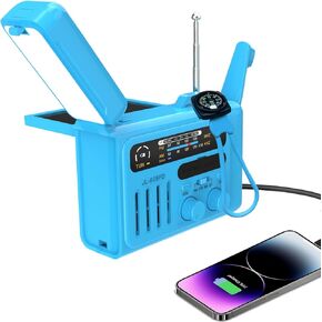 NOAA Weather Radio with Bluetooth Speaker, Emergency Hand Crank Radio,AM/FM Radio with LED Flashlight & Reading Lamp, USB Type-C Charger, SOS Alert for Home Outdoors Survival Hurricane