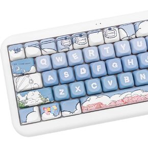 Blue White PBT Keycaps 130 Keys MOA Profile Dye-Sublimation Cute Puppy Custom Keycaps Set for Cherry MX Gateron Kailh Switches Mechanical Keyboards