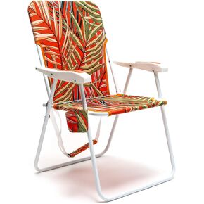SUNNYFEEL 15" Tall Folding Beach Chair, Oversized Portable High Seat Sand Chair for Adults Heavy Duty 300 LBS, Foldable Camping Lawn Chairs for Camp/Outdoor/Travel/Picnic/Concert/Sports