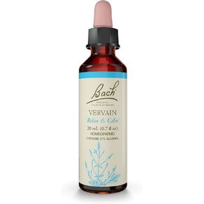 Bach Original Flower Remedies, Vervain for Relaxation and Calm, Natural Homeopathic Flower Essence, Holistic Wellness, Vegan, 20mL Dropper
