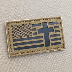 IR mult1cam OCP 2x3.5 USA Flag Christian Cross Jesus Christ Crucifix Religion God Infrared Tactical Morale Hook Patch