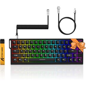 ATTACK SHARK X68 HE 60% Wired Gaming Keyboard Rapid Trigger,Actuation Point Adjustable, Magnetic Switch 8K Hz Polling Rate,PBT Keycaps for Win/Mac,RGB Mechanical Keyboard with Coiled Cable-Moon Night