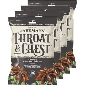 Jakemans Throat & Chest Menthol Cough Suppressant – Anise - 30 Lozenges (4 Pack)…