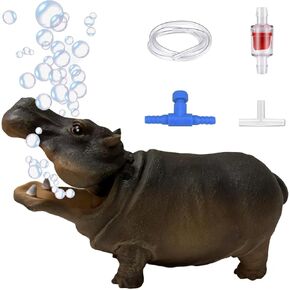 Fish Tank Decorations Aquarium Air Bubbler Pump - Hippo Aquarium Decor (9.8ft Tube)