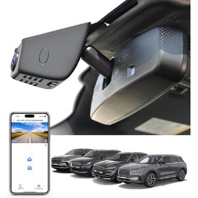 Front 4K & Rear 1080p Dash Cam for Ford Lincoln Nautilus Gen1 U540 2019-2023 Navigator Gen4 2018-2025, Aviator Gen2 U611 2020-2025, Corsair 2020-2022, WiFi & App, G-Sensor, 128GB Card