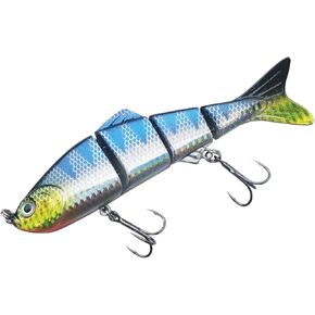 HADORAM Lure 4 Sections Multi Jointed Swimbait Lifelike Sinking Fishing Lure for Bass Trout Perch