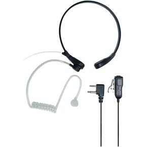 Midland® – AVPH8 Acoustic Throat Microphone for GMRS Two-Way Radios with Dual Pin Connector and In Ear Speaker with Microphone