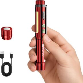 Pocket Flashlight, Rechargeable LED Magnetic Mini Flashlight, Waterproof Pocket with Clip, High Lumens with 8 Modes - Black