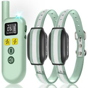 Dog Training Collar, 3300Ft Range Anti Bark Collar, Security Lock & Flashlight, Rechargeable & Reflective Barking Collar, IPX7 Waterproof e Collar for 5-120lbs Small Medium Large Dogs (2 Pack)