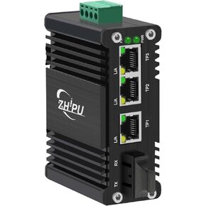 Industrial 3-Port 30W PoE Switch with 1- Port 1000Base-X SC, Single Mode Gigabit Dual SC 20 km, Mini 10/100/1000Mbps Ethernet Fiber Switch, IEEE 802.3af/at 12~48VDC Power Input with Power Booster