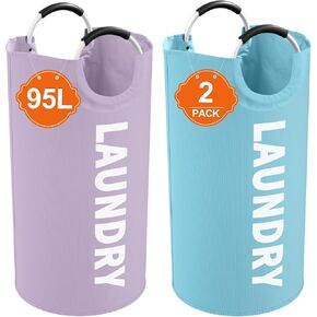 سلة غسيل كبيرة جدًا من IHOMAGIC سعة 120 لترًا - حقيبة غسيل قابلة للطي بمقبض مريح - سلة غسيل قابلة للطي وصندوق تخزين الملابس القذرة للحمام وغرفة النوم (XL، رمادي داكن) in Kuwait