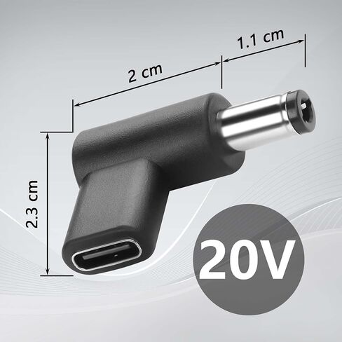 Gintooyun 2PCS 12V DC POWER CONNECTOR ADAPTER 90 درجة زاوية usb c إلى ذكر DC 5.5mm × 2.5 مم محول 12V نوع USB إدخال C إلى محول الإخراج DC5521 (12V) in Saudi Arabia