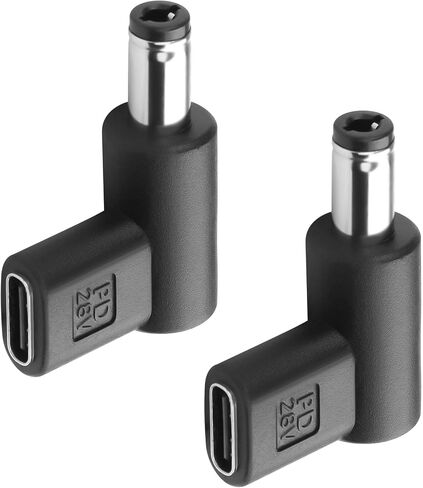 Gintooyun 2PCS 12V DC POWER CONNECTOR ADAPTER 90 درجة زاوية usb c إلى ذكر DC 5.5mm × 2.5 مم محول 12V نوع USB إدخال C إلى محول الإخراج DC5521 (12V) in Saudi Arabia