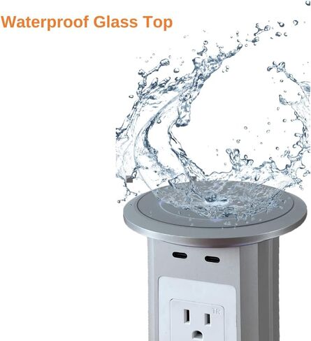 ZESHAN Four-Sided Pop up Power Outlet with Wireless Charger, 2 USB C and 1 USB A Fast Charging for Home,Office or Conference Room, White in Saudi Arabia