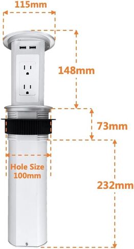 ZESHAN Four-Sided Pop up Power Outlet with Wireless Charger, 2 USB C and 1 USB A Fast Charging for Home,Office or Conference Room, White in Saudi Arabia