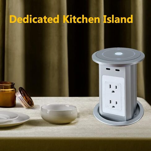 ZESHAN Four-Sided Pop up Power Outlet with Wireless Charger, 2 USB C and 1 USB A Fast Charging for Home,Office or Conference Room, White in Saudi Arabia