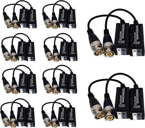 Video Balun Connectors, 10 Pairs Cat5 HD Mini CCTV BNC Passive Transceivers for CCTV Security Camera System (10 Pack Video balun202) in Kuwait
