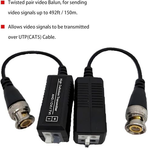 Video Balun Connectors, 10 Pairs Cat5 HD Mini CCTV BNC Passive Transceivers for CCTV Security Camera System (10 Pack Video balun202) in Kuwait
