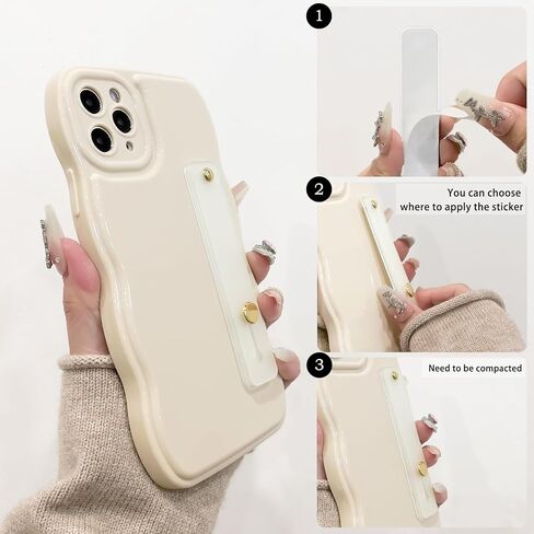 NITITOP Compatible with iPhone 14 Plus Case Cute Simple Wave Design Stylish Wavy Curly Frame with Wrist Adjustable Hand Strap Kickstand Grip Holder Soft Silicone Protective Cover - Wine Red in Saudi Arabia