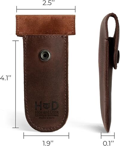 غطاء حماية من الجلد ذو حافة مزدوجة للإخفاء والشراب، غمد ماكينة الحلاقة، غطاء أمان، أساسيات السفر والركاب، حقيبة حمل محمولة، عتيقة، مصنوعة يدويًا تتضمن ضمان 101 عام :: بوربون براون in Kuwait