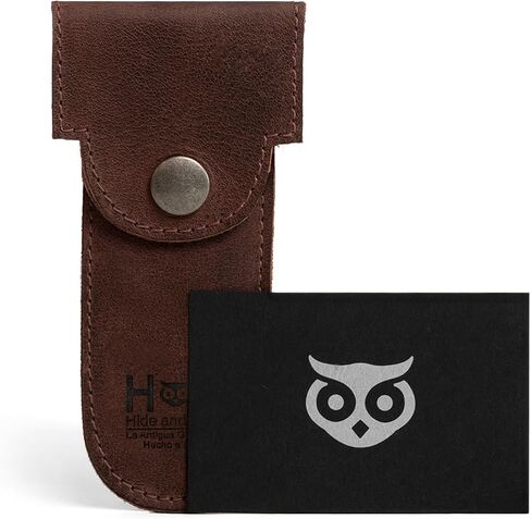 غطاء حماية من الجلد ذو حافة مزدوجة للإخفاء والشراب، غمد ماكينة الحلاقة، غطاء أمان، أساسيات السفر والركاب، حقيبة حمل محمولة، عتيقة، مصنوعة يدويًا تتضمن ضمان 101 عام :: بوربون براون in Kuwait