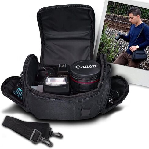 حقيبة/حقيبة معدات الكاميرا المبطنة الناعمة متوسطة الحجم من eCostConnection متوافقة مع كاميرات ومعدات Canon وSony وNikon وOlympus وFuji وSamsung in Kuwait