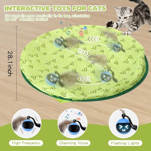Interactive Cat Toys for Indoor Cats, Smart Cat Toy Ball Fast Rolling in Pouch, Hide and Seek Cat Toy for Indoor Bored Adult Cats, Remote Control Cat Hunting Toys, Motion Activated Chirping Cat Toy in Saudi Arabia