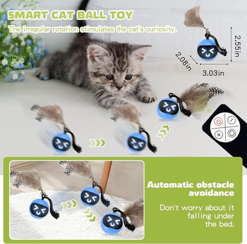 Interactive Cat Toys for Indoor Cats, Smart Cat Toy Ball Fast Rolling in Pouch, Hide and Seek Cat Toy for Indoor Bored Adult Cats, Remote Control Cat Hunting Toys, Motion Activated Chirping Cat Toy in Saudi Arabia