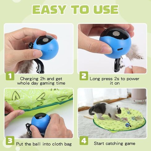 Interactive Cat Toys for Indoor Cats, Smart Cat Toy Ball Fast Rolling in Pouch, Hide and Seek Cat Toy for Indoor Bored Adult Cats, Remote Control Cat Hunting Toys, Motion Activated Chirping Cat Toy in Saudi Arabia
