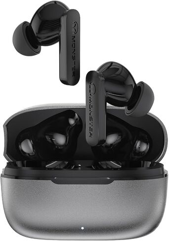 Monster N-Lite Clear Talk Wireless Earbuds Bluetooth 5.3 Headphones, IPX8 Waterproof in-Ear Stereo Earphones 60H Playtime, with Fast Charging for Sport, Bright Silver, MH22107 in Saudi Arabia