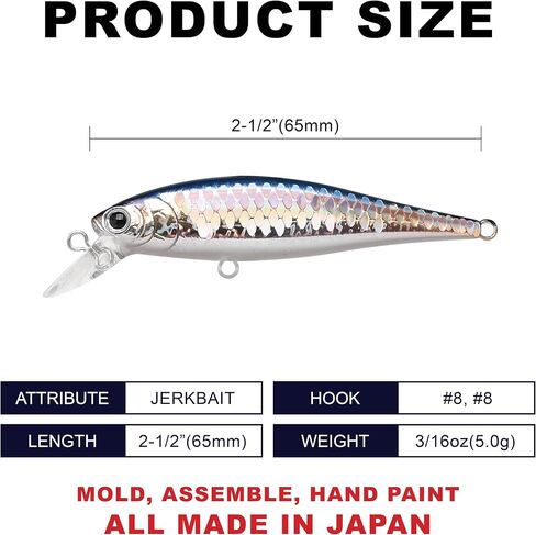 LUCKY CRAFT Pointer 65SP, Fishing Jerkbait Side by Side Action Lure, Tournament Winning Perfect Wobbling Pond Fishing River Trout Fishing Tackle, Freshwater Bass in Kuwait