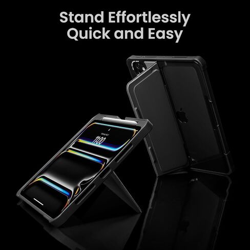tomtoc Inspire-Pivot Case for iPad Pro 11 Inch (M4) 2024, Pivot Design Provides Stable Stand Functionality for Various Viewing Experience, Vertical Case with Apple Pencil Holder, Auto Wake/Sleep in Saudi Arabia