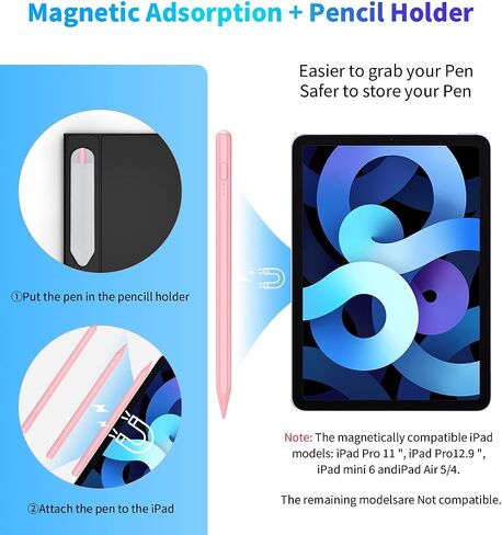 Pens Pen for iPad 2018-2023 مع رفض النخيل ، 30 دقيقة شحن سريع ، iPad Pencil for iPad Pro 11/12.9in ، iPad Air 3/4/5 ، iPad Mini 5/6th ، iPad 6/7/8/9/10 in Kuwait