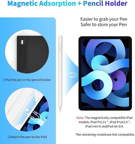 Pens Pen for iPad 2018-2023 مع رفض النخيل ، 30 دقيقة شحن سريع ، iPad Pencil for iPad Pro 11/12.9in ، iPad Air 3/4/5 ، iPad Mini 5/6th ، iPad 6/7/8/9/10 in Kuwait