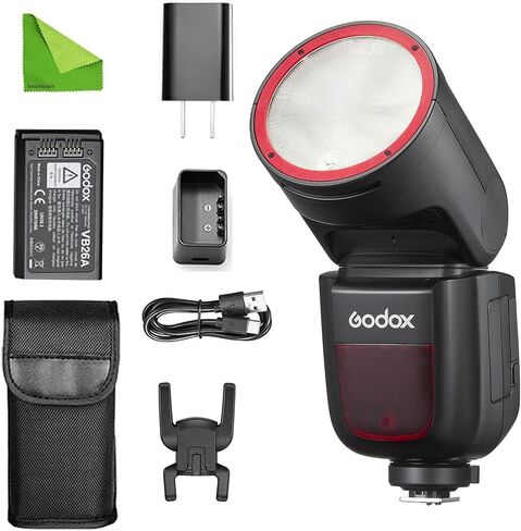 GODOX V1 V1-N V1N Flash for Nikon Flash Speedlite Speedlight, 76Ws 2.4G TTL Round Head, 1/8000 HSS, 480 Full Power Shots, 1.5s Recycle Time, Li-ion Battery Godox Flash (Godox V1N USA Version) in Saudi Arabia