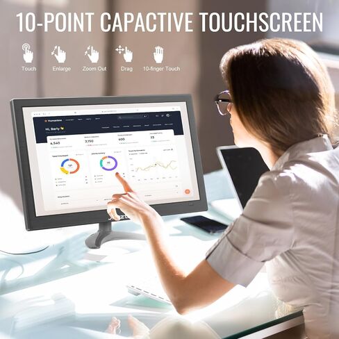 Touchscreen Monitor 14 Inch Full HD 1080P Portable Monitor IPS Screen HDR Built-in Speakers with USB-C HDMI, VESA Compatible, External Monitor for Laptop/PC/Mobile/PS4/PS5 in Saudi Arabia
