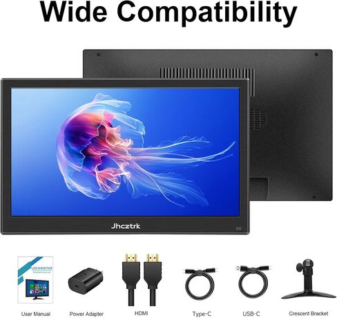 Touchscreen Monitor 14 Inch Full HD 1080P Portable Monitor IPS Screen HDR Built-in Speakers with USB-C HDMI, VESA Compatible, External Monitor for Laptop/PC/Mobile/PS4/PS5 in Saudi Arabia