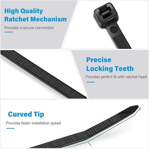 12 Inch Zip Ties Heavy Duty (Pack of 100), Zip Ties with 100lbs Tensile Strength, Self-Locking Adjustable Cable Ties, UV Resistant Indoor and Outdoor Zip Tie for Home, Office in Saudi Arabia
