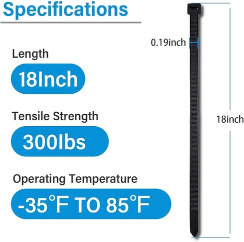 12 Inch Zip Ties Heavy Duty (Pack of 100), Zip Ties with 100lbs Tensile Strength, Self-Locking Adjustable Cable Ties, UV Resistant Indoor and Outdoor Zip Tie for Home, Office in Saudi Arabia
