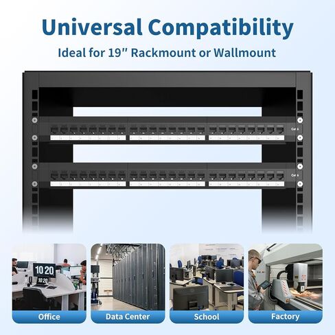 48 Port Cat6 Patch Panel, 10G Pass-Through Keystone RJ45 Coupler, UTP 19-Inch 2U Patch Panel with Removable Back Bar, Ethernet Network Patch Panel for Cat5, Cat5e, Cat6 Cabling in Saudi Arabia